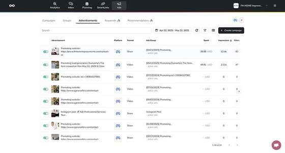 Paid ad campaign dashboard